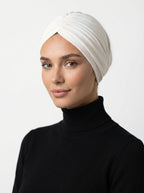White Ruched Multi-Wear Turban