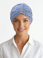Blue Tiger Print Ruched Multi-Wear Turban