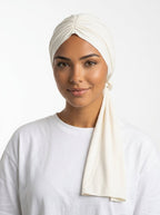 Off White Ruched Multi-Wear Turban