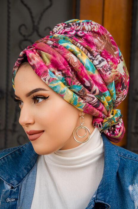 Splash of Color Turban with Scrunchie image 2