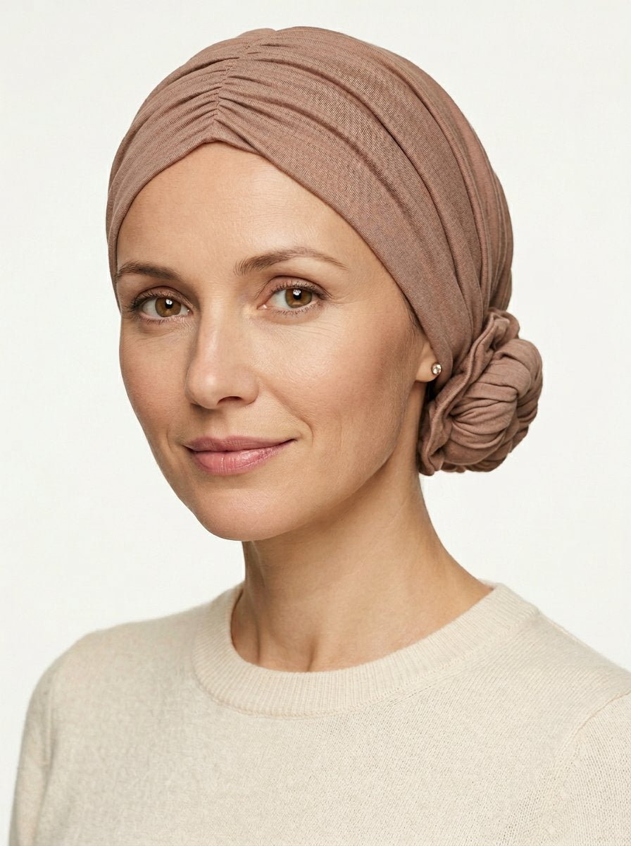 Dark Beige Ruched Multi-Wear Turban