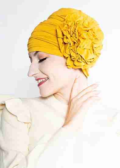Flower Turban - Solid Colors - Mustard image