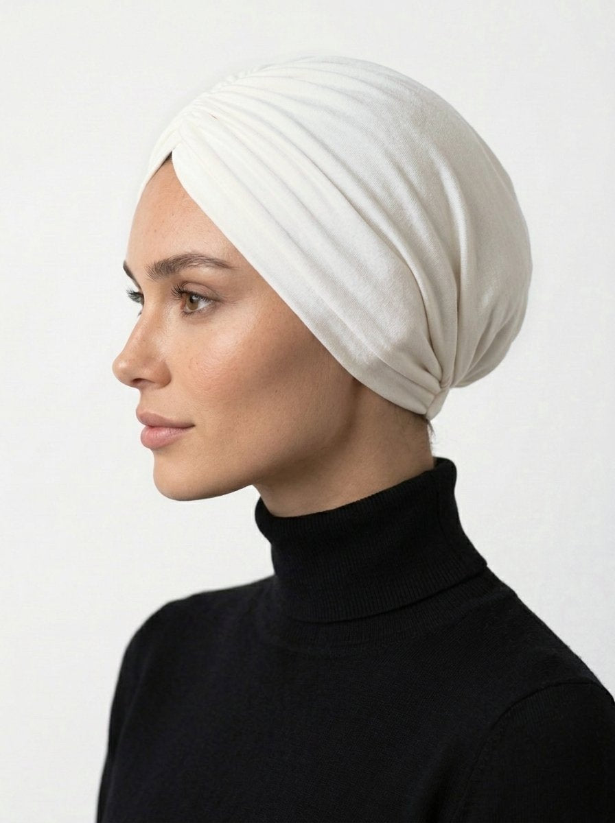 White Ruched Multi-Wear Turban