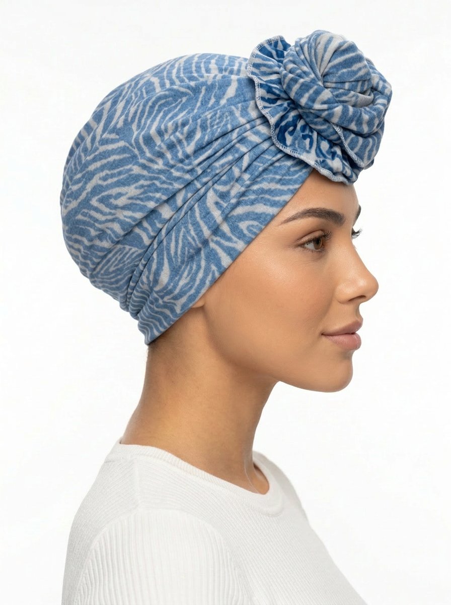 Blue Tiger Print Classic Multi-Wear Turban