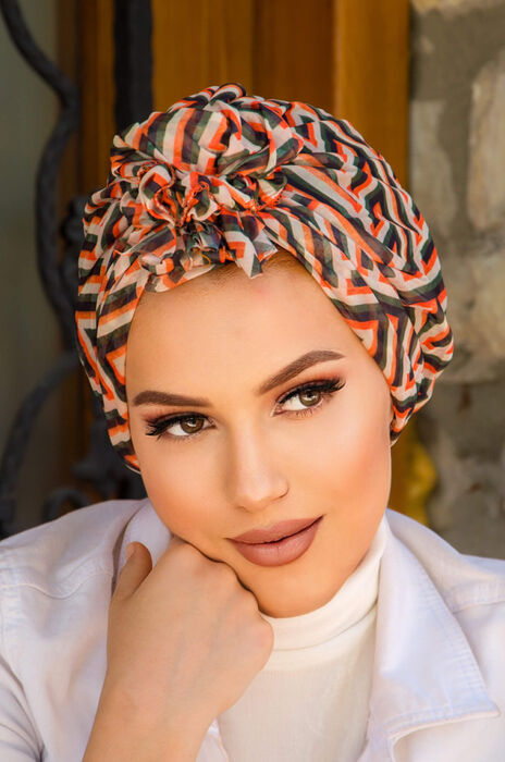 Geometric Tulle Turban with Scrunchie image 1