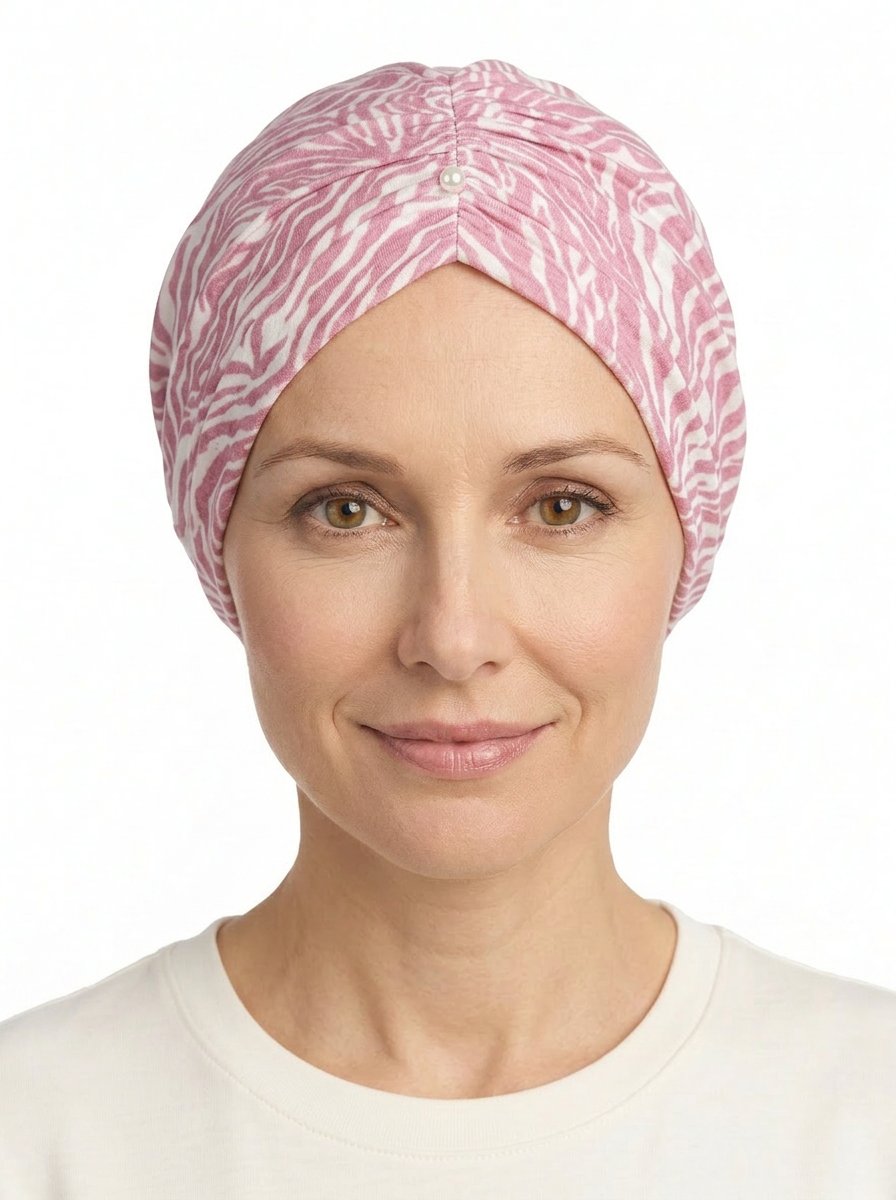 Pink Tiger Print Ruched Multi-Wear Turban