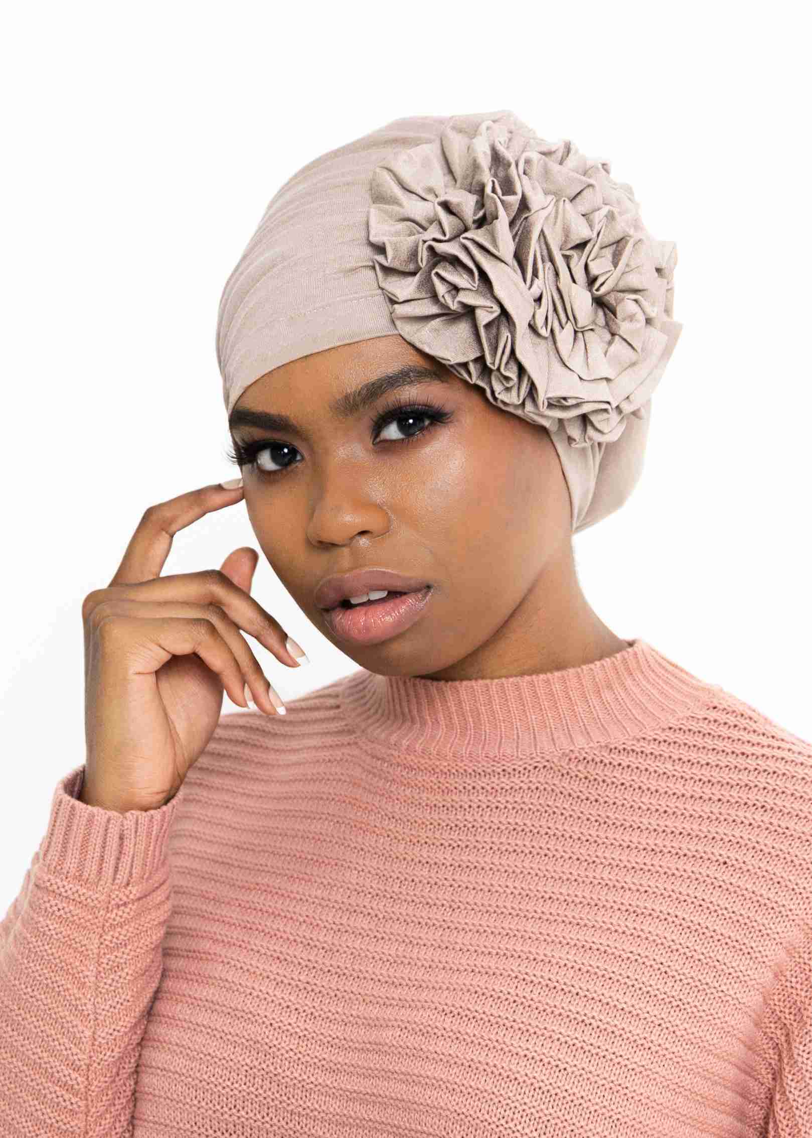 Flower Turban - Solid Colors - Mink image
