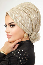 Gold Shimmer Waves Turban with Scrunchie image 2