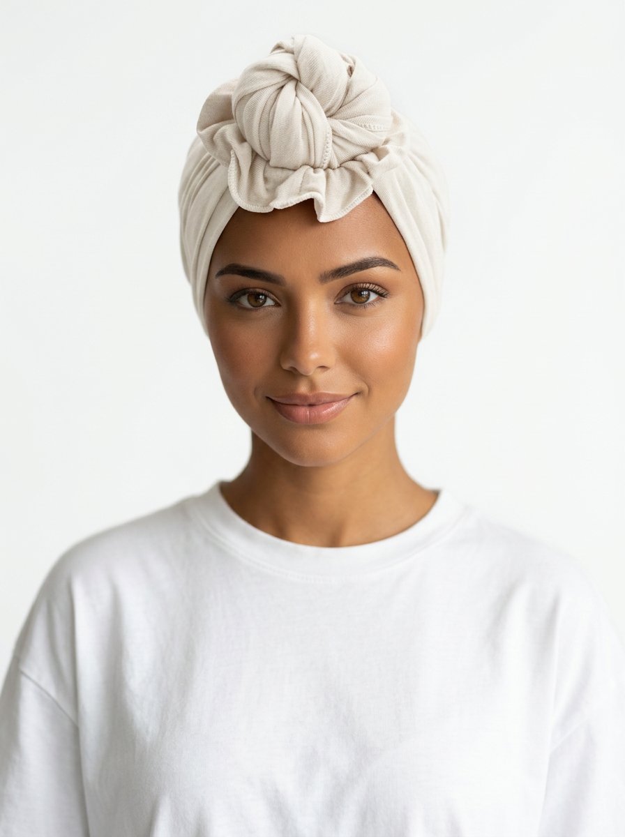 Off White Ruched Multi-Wear Turban