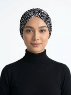 Black Tiger Print Ruched Multi-Wear Turban