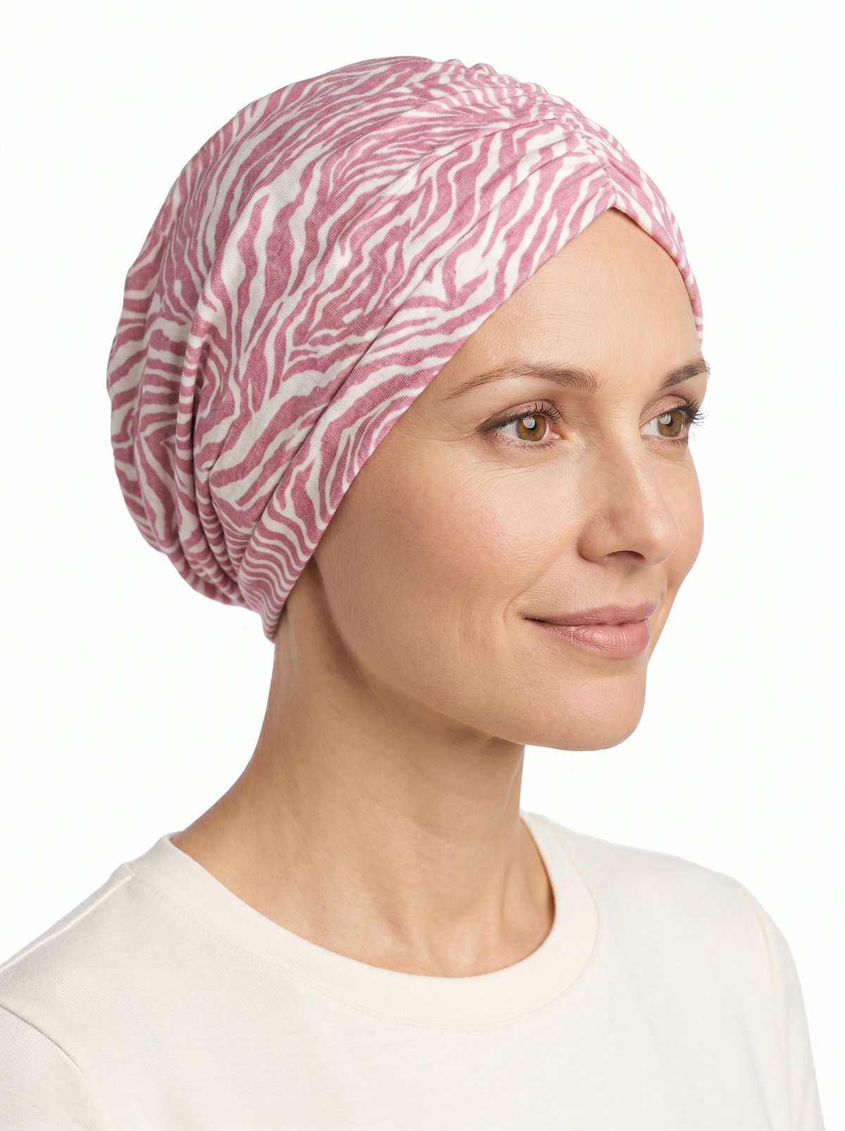 Pink Tiger Print Ruched Multi-Wear Turban