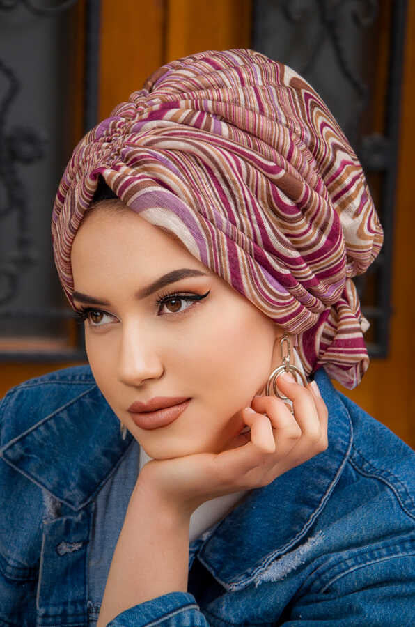 Cherry Caramel Swirl Turban with Scrunchie image 1