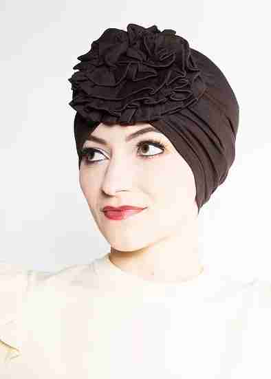Flower Turban - Solid Colors - Brown image