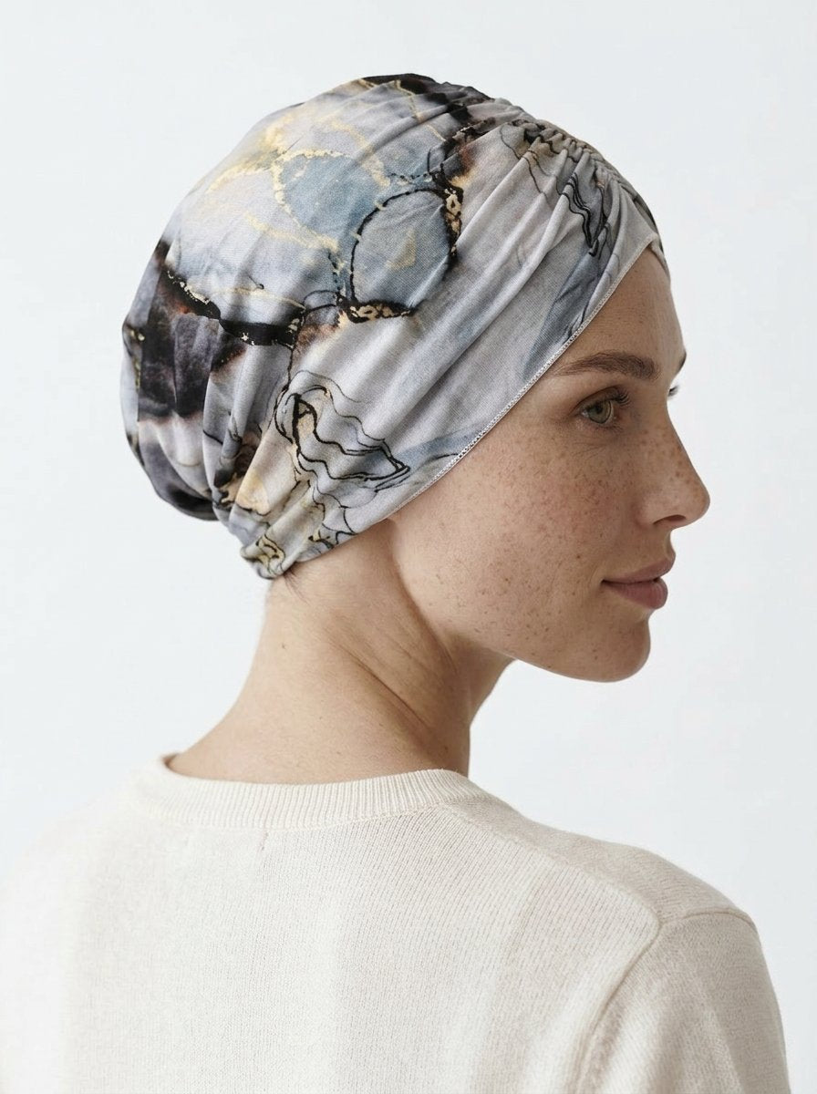 Night Marble Ruched Multi-Wear Turban
