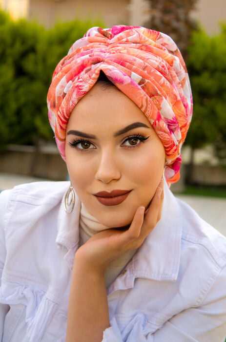 Orange Floral Dream Multi-Wear Turban