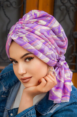 Geometric Purple Multi-Wear Turban