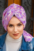 Geometric Purple Multi-Wear Turban