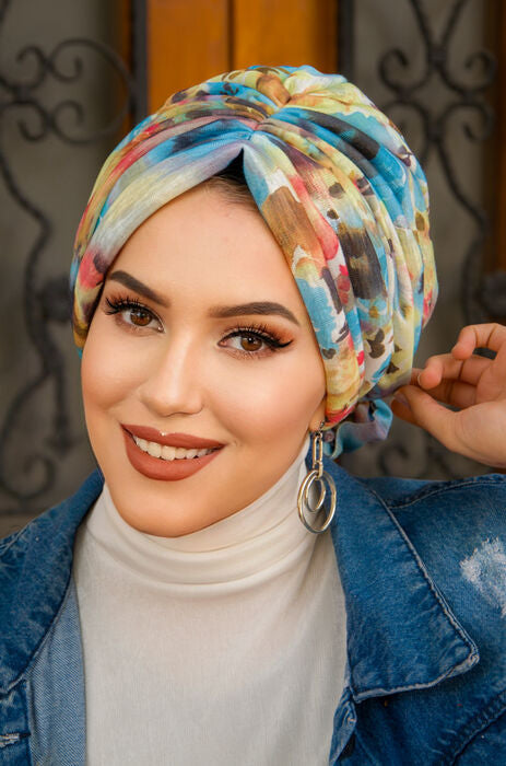 Blue Abstract Multi-Wear Turban