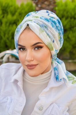 Blue Spring Floral Multi-Wear Turban