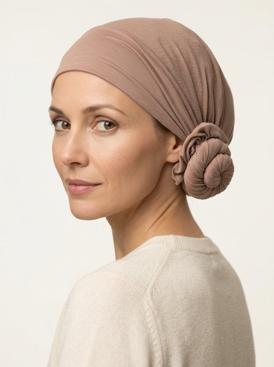 Dark Beige Ruched Multi-Wear Turban