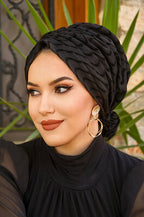 Black Wave Turban with Scrunchie image 2