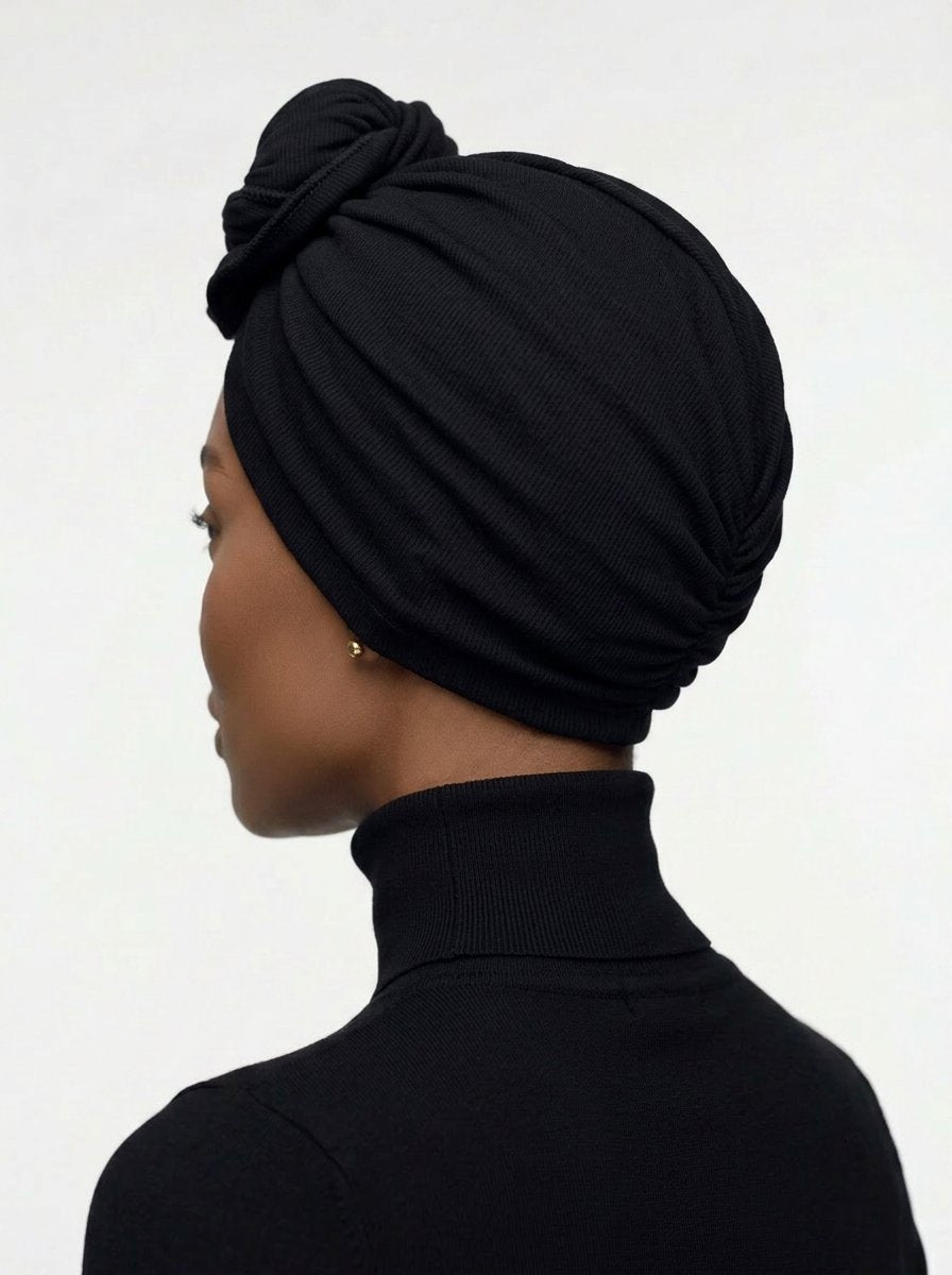 Black Ruched Multi-Wear Turban