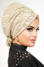 Gold Shimmer Waves Turban with Scrunchie image 0