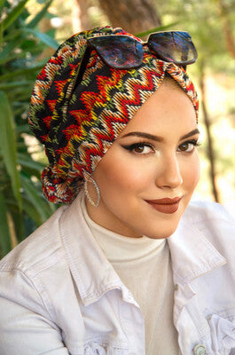 Ethnic Zigzag Turban with Scrunchie image 2