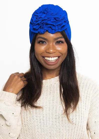 Flower Turban - Solid Colors - Blue image