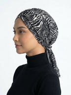 Black Tiger Print Ruched Multi-Wear Turban