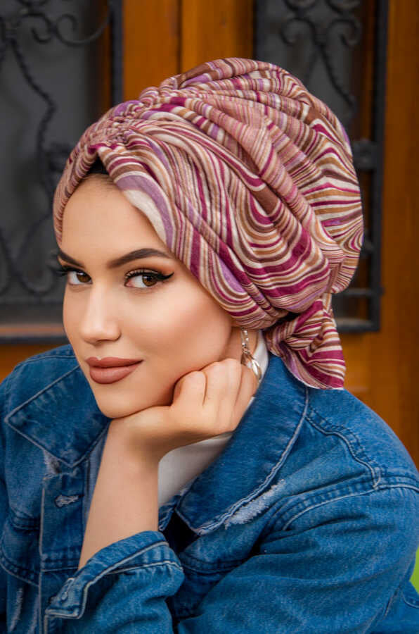 Cherry Caramel Swirl Turban with Scrunchie image 2