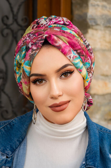 Splash of Color Turban with Scrunchie image 1