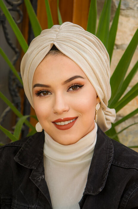 Gold Shimmer Turban with Scrunchie image 1