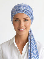 Blue Tiger Print Ruched Multi-Wear Turban