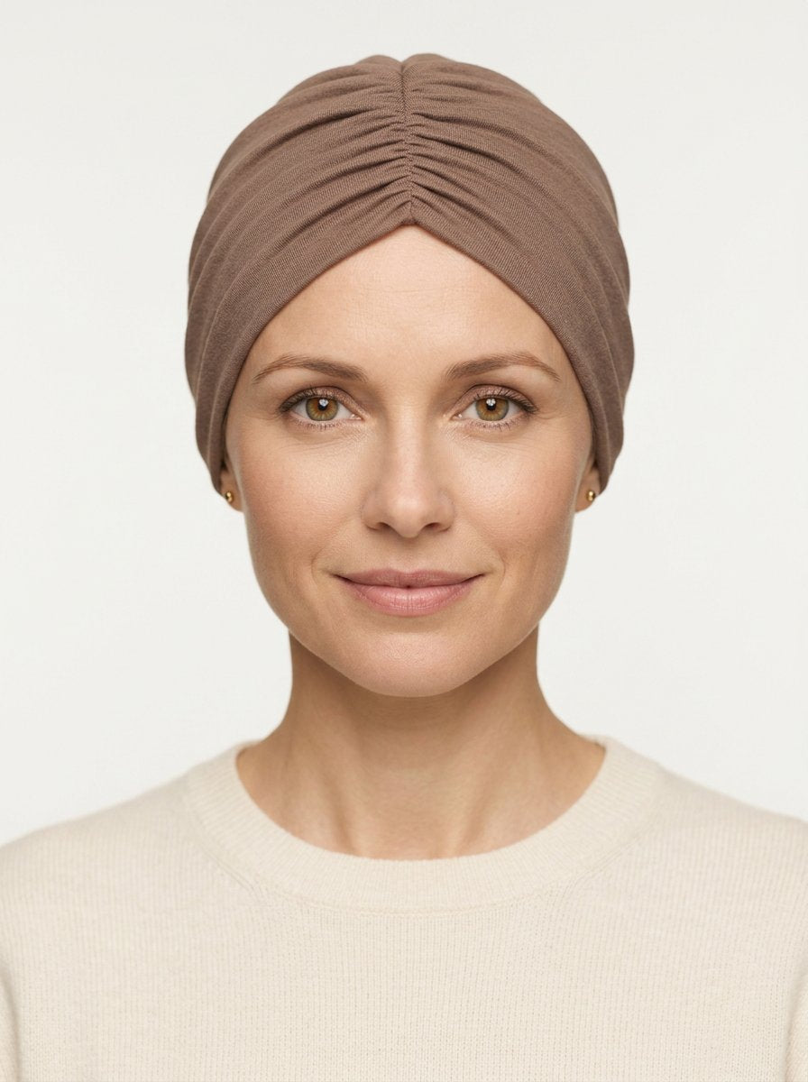Dark Beige Ruched Multi-Wear Turban