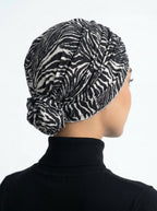 Black Tiger Print Ruched Multi-Wear Turban