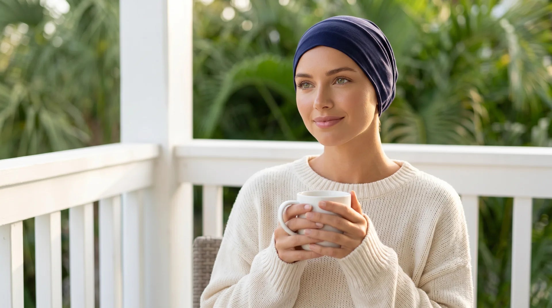 Layelle Classic Multi-Wear Turban styled with the tails draped at the back